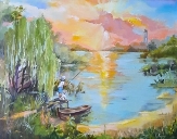 Картина Літній вечір на річці ᐉ Кадникова Тетяна ᐉ онлайн-галерея Molbert.